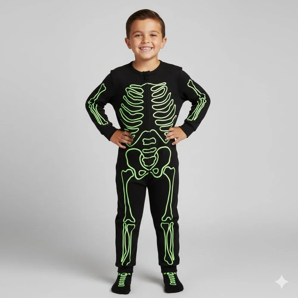 Halloween Hkyde & EEK! Boutique Toddler Kids Glow-in-the-Dark Skeleton PJ's 2T
